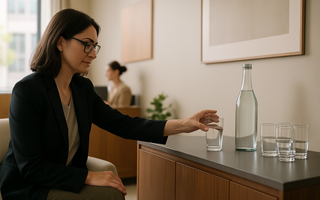 Spring Water offered in a waiting room