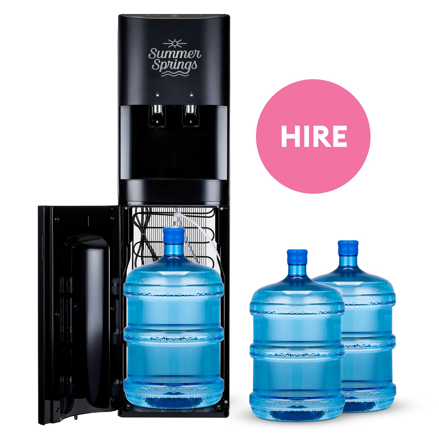 Premium Water Cooler (Black) – Bottom Loaded (+ 3 free 15L bottles) - Annual Hire