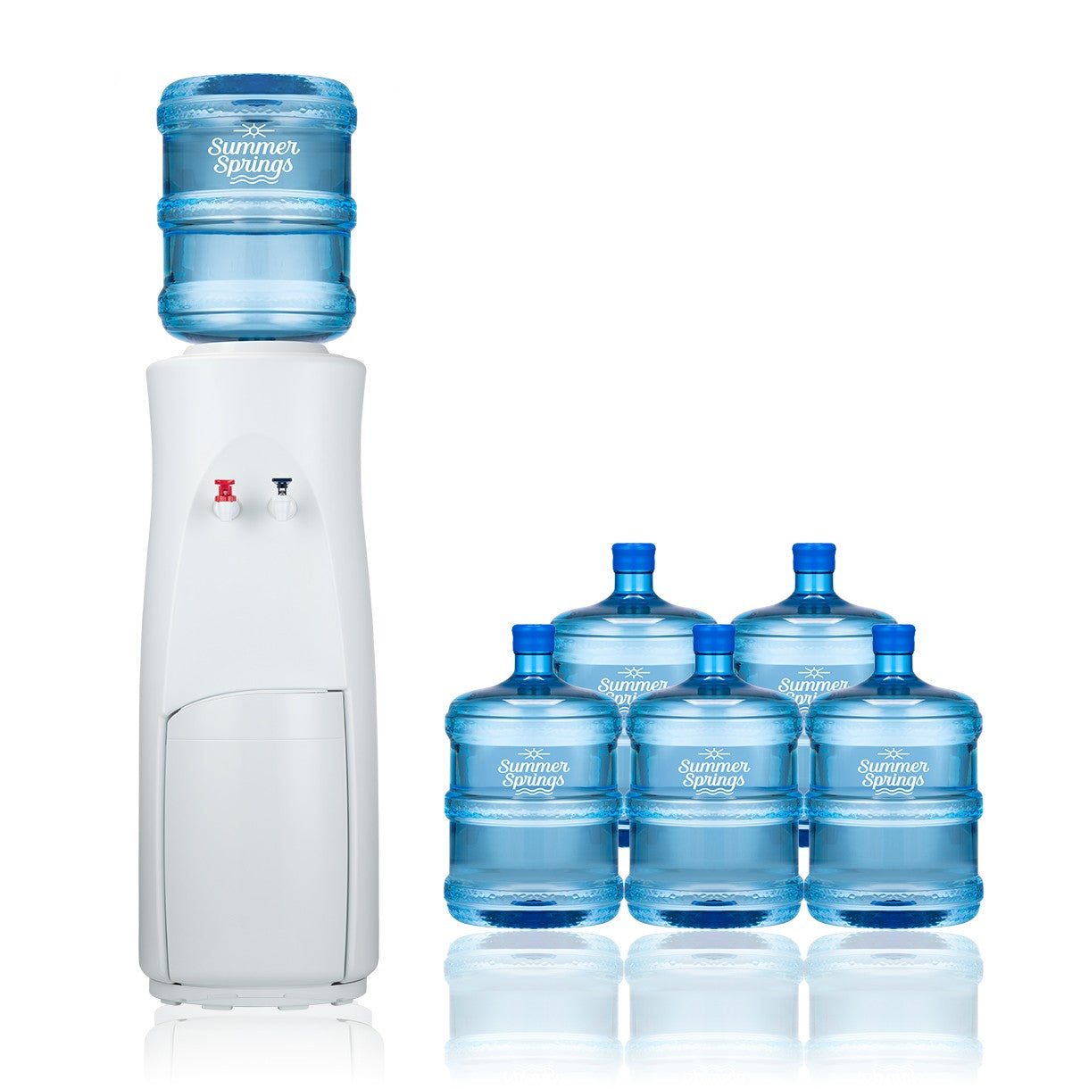 Summer Springs Spring Water Dispenser with 6 15L Spring Water Bottles 