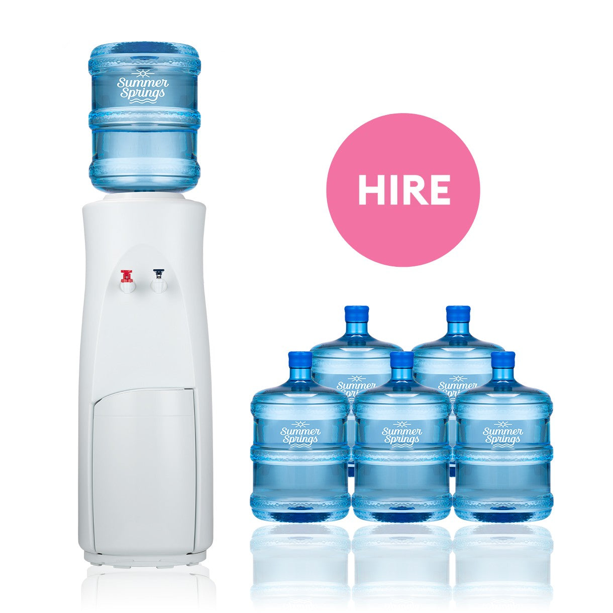 Summer Springs Spring Water Hire Dispenser with 6 15L Spring Water Bottles 